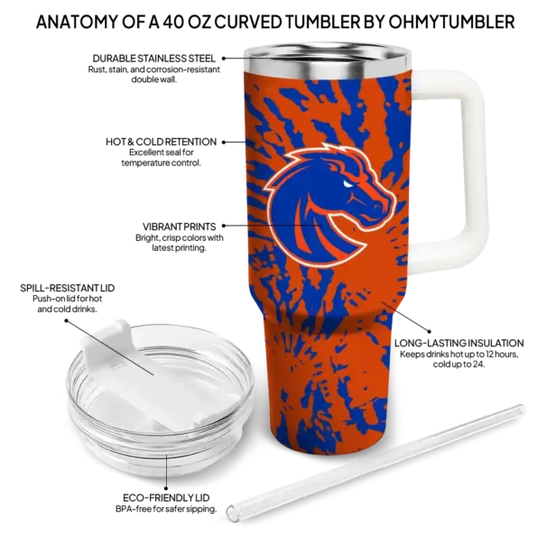 personalized boise state broncos burst swirl orange curved tumbler new arrival.webp