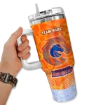 personalized boise state broncos geometric prism orange curved tumbler best selling.webp
