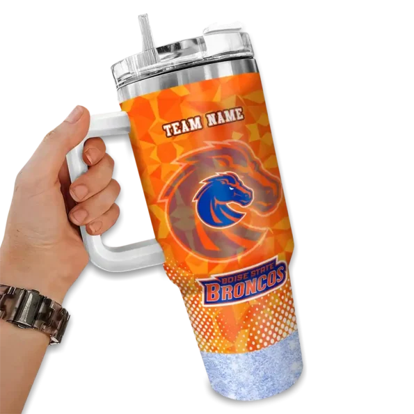 personalized boise state broncos geometric prism orange curved tumbler fashion forward.webp