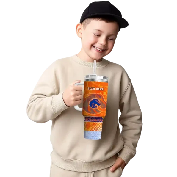 personalized boise state broncos geometric prism orange curved tumbler latest model.webp