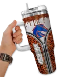 personalized boise state broncos leopard zipper orange curved tumbler best selling.webp