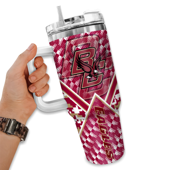 personalized boston college eagles chevron angle maroon curved tumbler fashion forward.webp