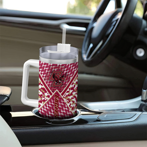 personalized boston college eagles chevron angle maroon curved tumbler trendy.webp