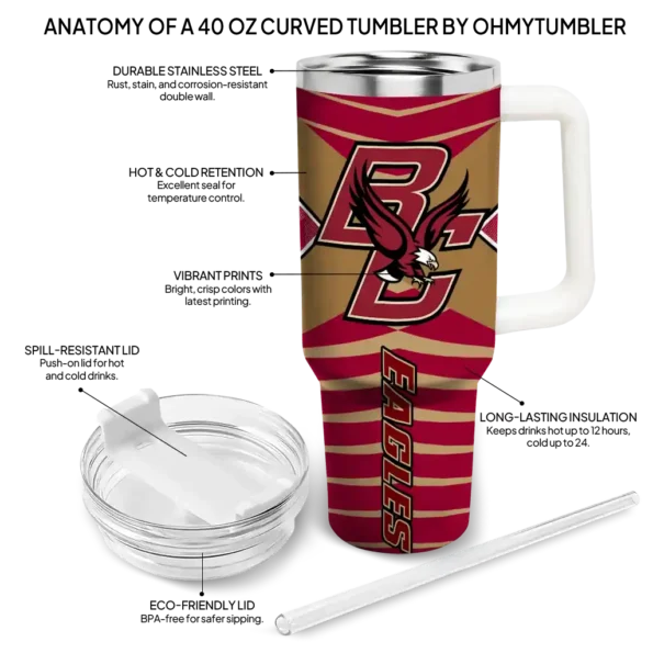 personalized boston college eagles chevron layers maroon curved tumbler new arrival.webp