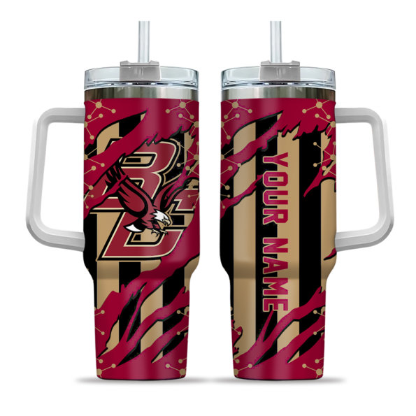 personalized boston college eagles claw cut maroon black curved tumbler best selling.webp