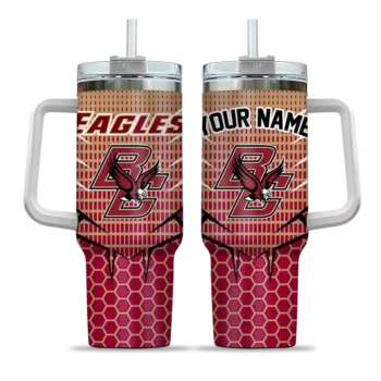 personalized boston college eagles hex texture maroon curved tumbler best selling.webp