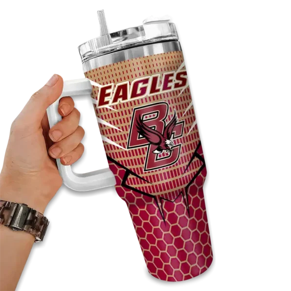 personalized boston college eagles hex texture maroon curved tumbler fashion forward.webp