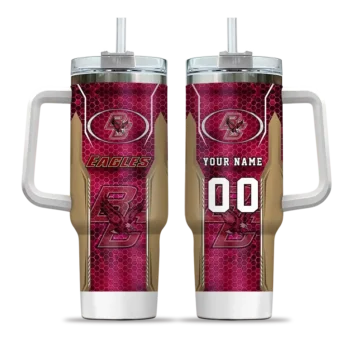 personalized boston college eagles hexagon armor maroon curved tumbler best selling.webp