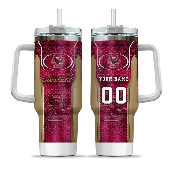 personalized boston college eagles hexagon armor maroon curved tumbler best selling.webp