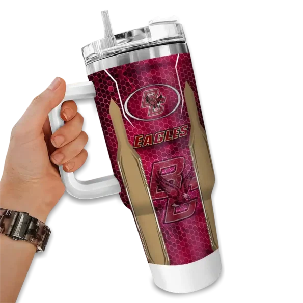 personalized boston college eagles hexagon armor maroon curved tumbler fashion forward.webp