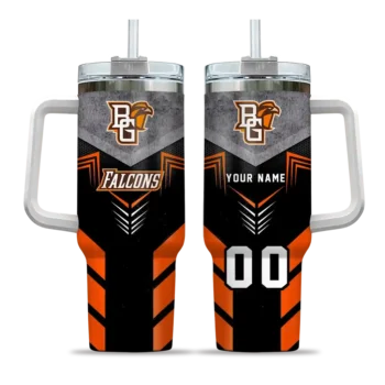 personalized bowling green falcons arrow armor orange black curved tumbler best selling.webp