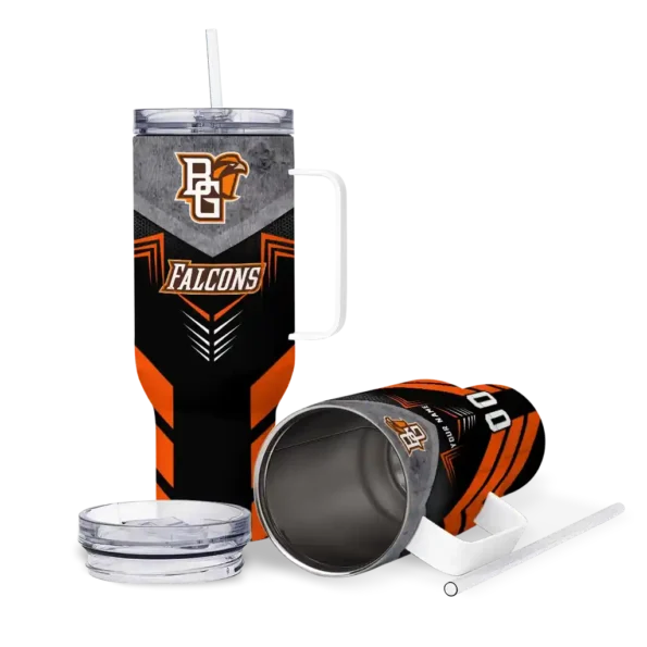 personalized bowling green falcons arrow armor orange black curved tumbler high quality.webp