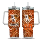 personalized bowling green falcons bold diamonds orange curved tumbler best selling.webp