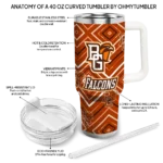 personalized bowling green falcons bold diamonds orange curved tumbler best selling.webp