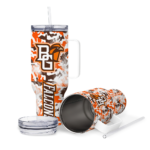 personalized bowling green falcons camo mashup orange white curved tumbler best selling.webp