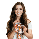 personalized bowling green falcons camo mashup orange white curved tumbler best selling.webp