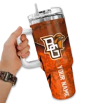 personalized bowling green falcons chevron stripe orange curved tumbler best selling.webp