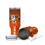 personalized bowling green falcons chevron stripe orange curved tumbler best selling.webp