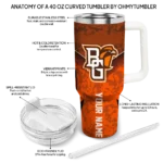 personalized bowling green falcons chevron stripe orange curved tumbler best selling.webp