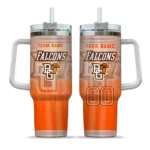 personalized bowling green falcons gradient dots orange curved tumbler best selling.webp