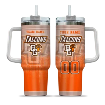 personalized bowling green falcons gradient dots orange curved tumbler best selling.webp
