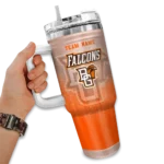 personalized bowling green falcons gradient dots orange curved tumbler best selling.webp