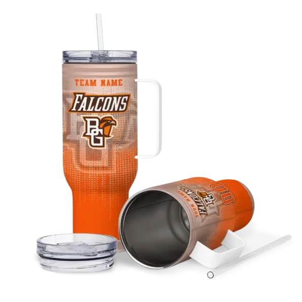 personalized bowling green falcons gradient dots orange curved tumbler high quality.webp