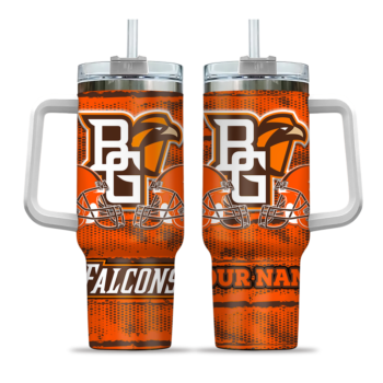 personalized bowling green falcons honey streaks orange curved tumbler best selling.webp