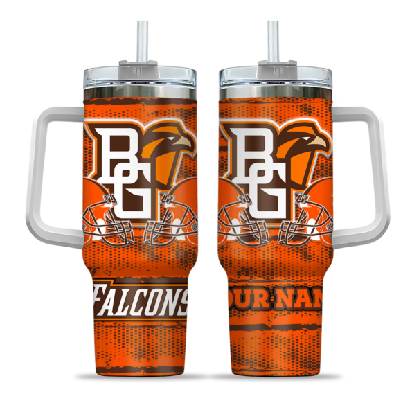 personalized bowling green falcons honey streaks orange curved tumbler best selling.webp