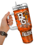 personalized bowling green falcons honey streaks orange curved tumbler best selling.webp