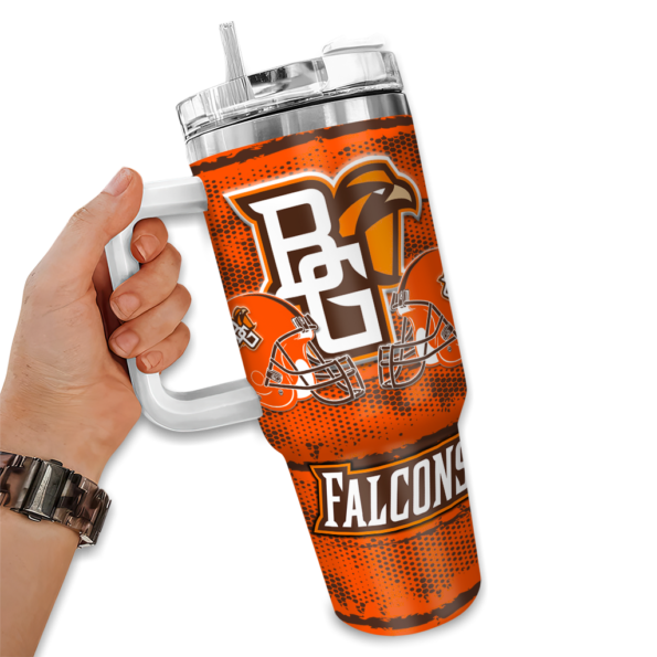personalized bowling green falcons honey streaks orange curved tumbler fashion forward.webp