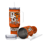 personalized bowling green falcons honey streaks orange curved tumbler best selling.webp