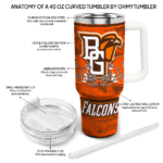 personalized bowling green falcons honey streaks orange curved tumbler best selling.webp