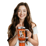 personalized bowling green falcons honey streaks orange curved tumbler best selling.webp