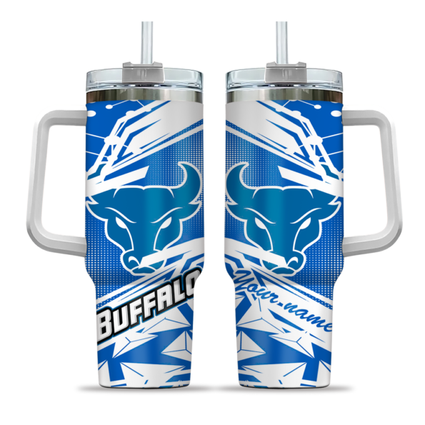 personalized buffalo bulls abstract paths royal blue curved tumbler best selling.webp