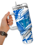 personalized buffalo bulls abstract paths royal blue curved tumbler best selling.webp
