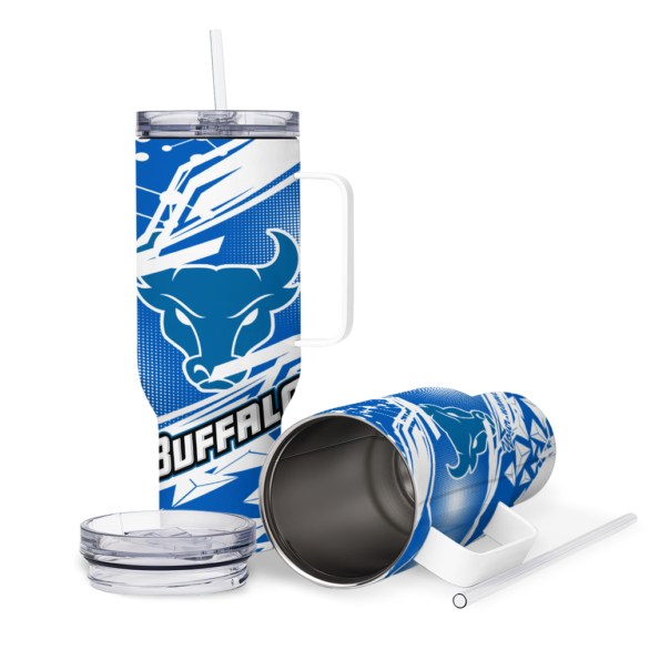personalized buffalo bulls abstract paths royal blue curved tumbler high quality.webp