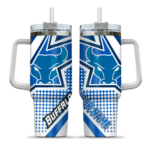 personalized buffalo bulls arrow burst royal blue curved tumbler best selling.webp