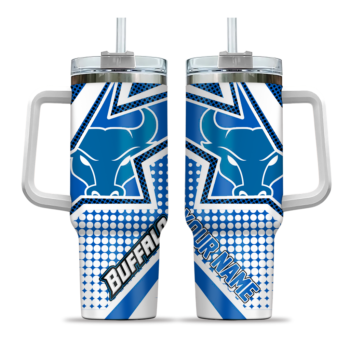 personalized buffalo bulls arrow burst royal blue curved tumbler best selling.webp