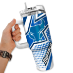 personalized buffalo bulls arrow burst royal blue curved tumbler best selling.webp