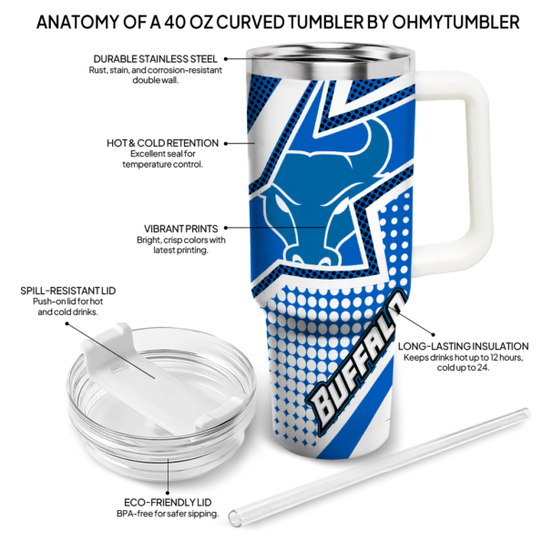 personalized buffalo bulls arrow burst royal blue curved tumbler new arrival.webp