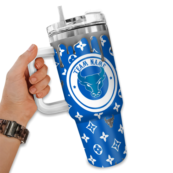 personalized buffalo bulls bullseye drips royal blue curved tumbler fashion forward.webp