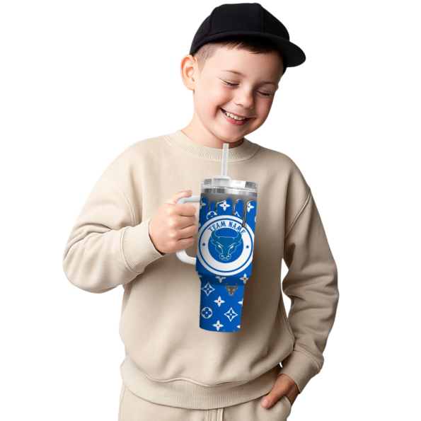 personalized buffalo bulls bullseye drips royal blue curved tumbler latest model.webp