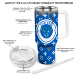 personalized buffalo bulls bullseye drips royal blue curved tumbler best selling.webp
