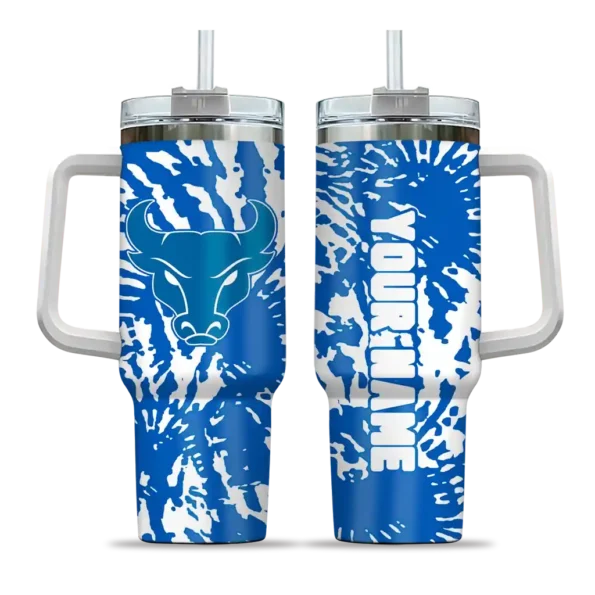 personalized buffalo bulls burst swirl royal blue curved tumbler best selling.webp