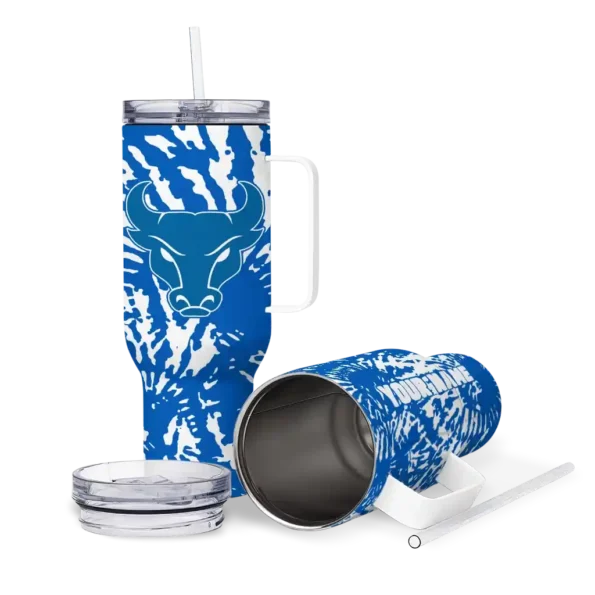 personalized buffalo bulls burst swirl royal blue curved tumbler high quality.webp