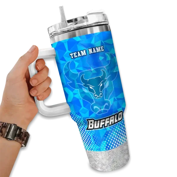 personalized buffalo bulls geometric prism royal blue curved tumbler fashion forward.webp
