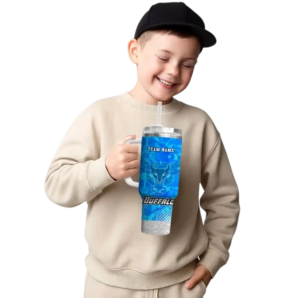 personalized buffalo bulls geometric prism royal blue curved tumbler latest model.webp