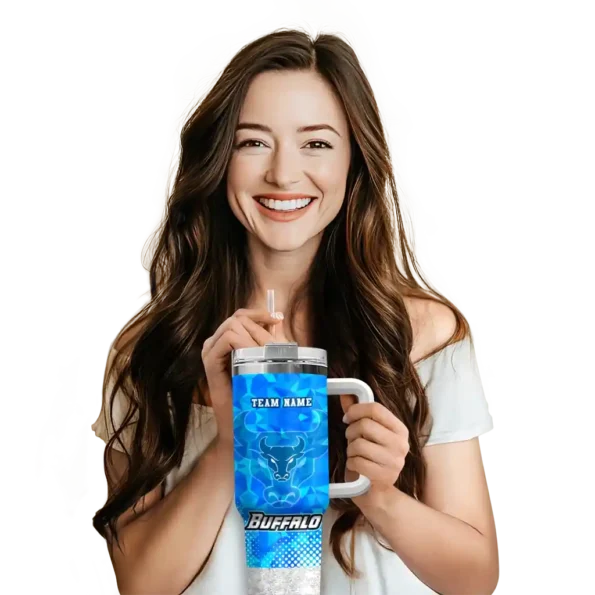 personalized buffalo bulls geometric prism royal blue curved tumbler premium grade.webp