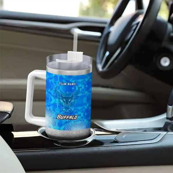 personalized buffalo bulls geometric prism royal blue curved tumbler trendy.webp